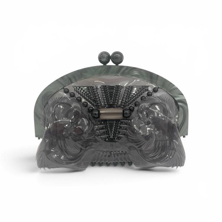 美品　mame Kurogouchi マメクロゴウチ　PVC がま口 クラッチ Mame Kurogouchi マメクロゴウチ Vinyl Chloride GAMAGUCHI Clutch Bag