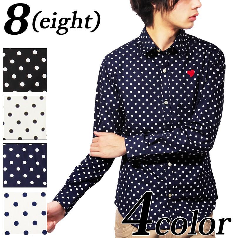 シャツ メンズ 長袖シャツ ドットシャツ 水玉 コットン 日本製 高品質 At019 8 Eight 通販 Yahoo ショッピング