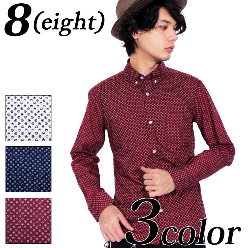 シャツ メンズ 長袖シャツ ドットシャツ 水玉 コットン 日本製 高品質 小紋柄 At167 8 Eight 通販 Yahoo ショッピング
