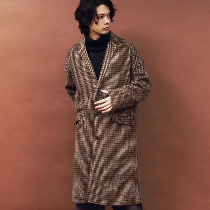 全日本送料無料 古着 ガンクラブチェック チェスターコート ロングコート メンズ 送料無料