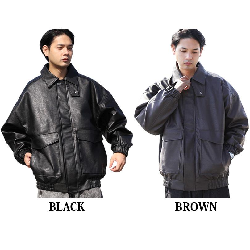 8 Aー2ジャケット メンズ PUレザー ジャケット シンプル : 8(eight