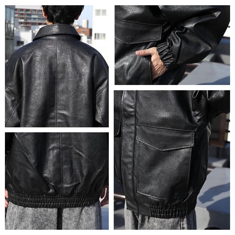 8 Aー2ジャケット メンズ PUレザー ジャケット シンプル : 8(eight