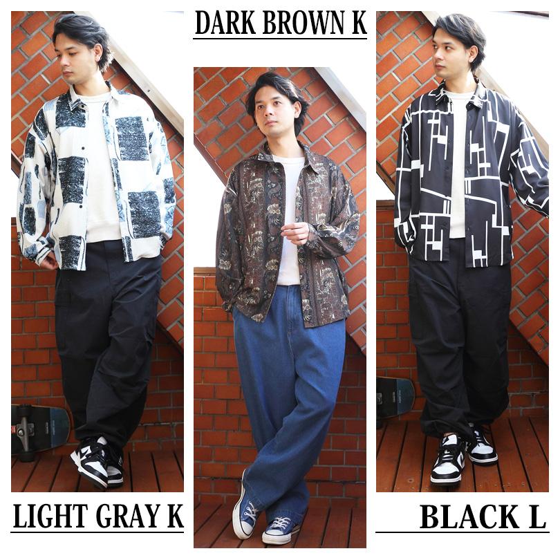 8 とろみシャツ 総柄シャツ メンズ 無地シャツ ビッグ : 8(eight