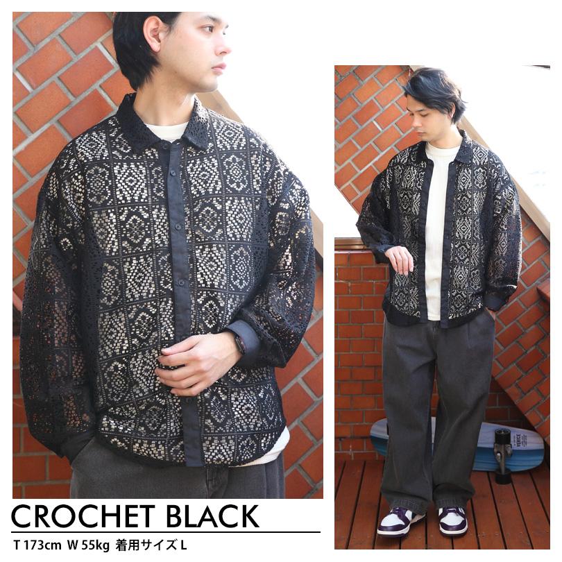 8 レースシャツ メンズ シアーシャツ ペイズリー 長袖 : 8(eight