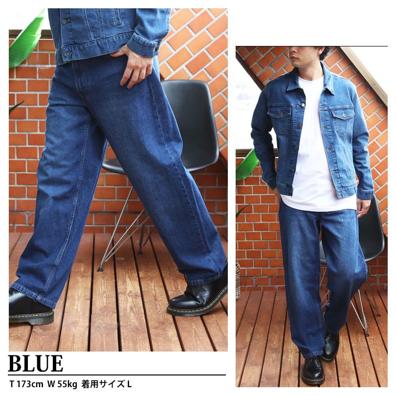 8 ワイドデニム メンズ ジーンズ ワイドフィット5Pパンツ Hanes : 8