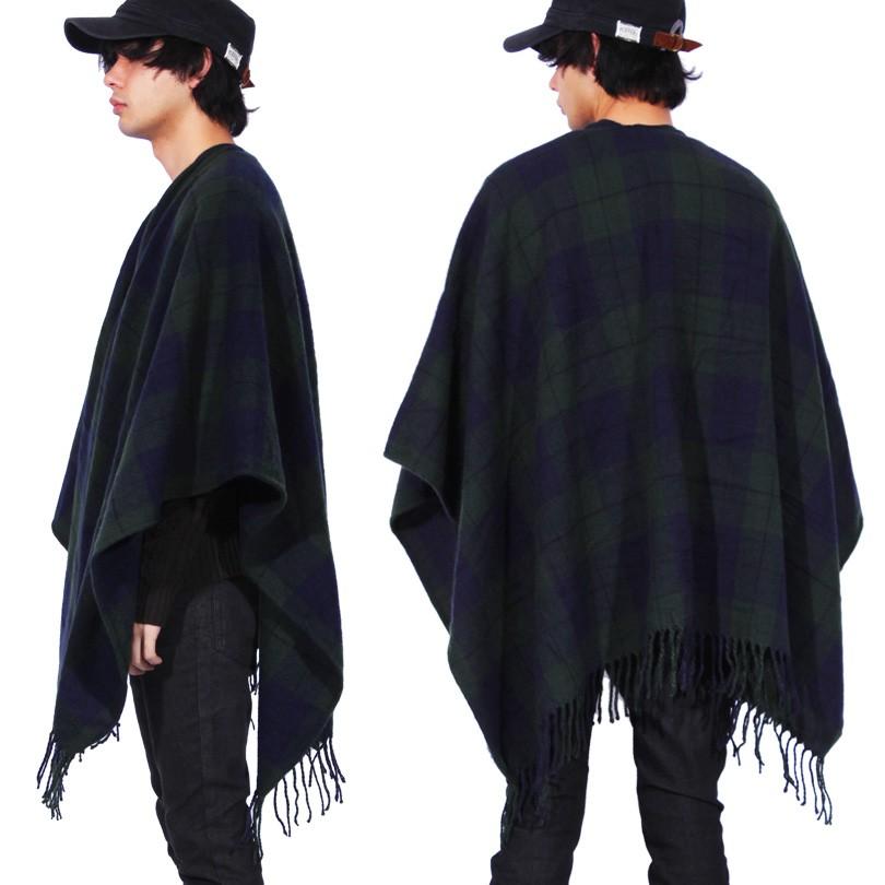 ポンチョ メンズ レディース マフラー ストール チェック ポンチョ Ozst18 8 Eight 通販 Yahoo ショッピング