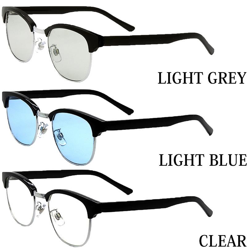 ウェリントン型サングラス メンズ レディース 黒ぶち眼鏡 ハーフリム