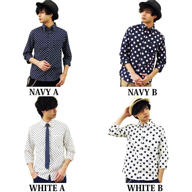 8（eight） シャツ メンズ 7分袖シャツ ドットシャツ 水玉