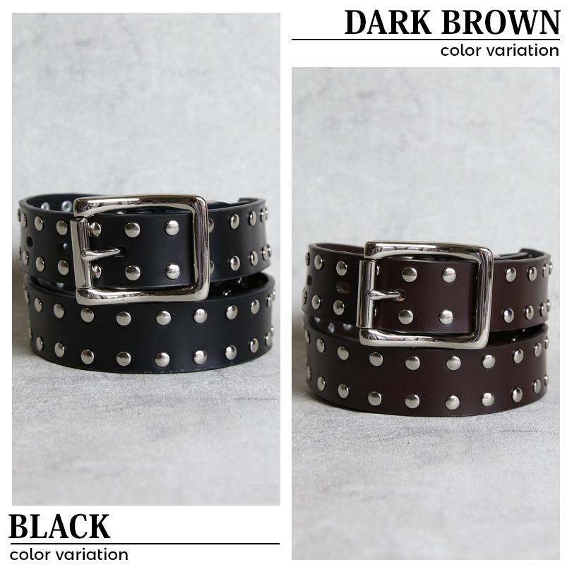 8 スタッズベルト メンズ ベルト レザー 革 スタッズ 2連 二連 : 8