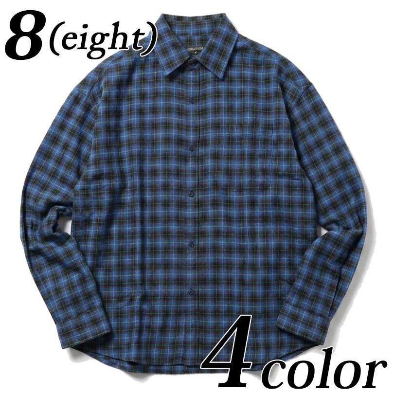 8 チェックネルシャツ メンズ シャツ ストリート アメカジ : 8(eight