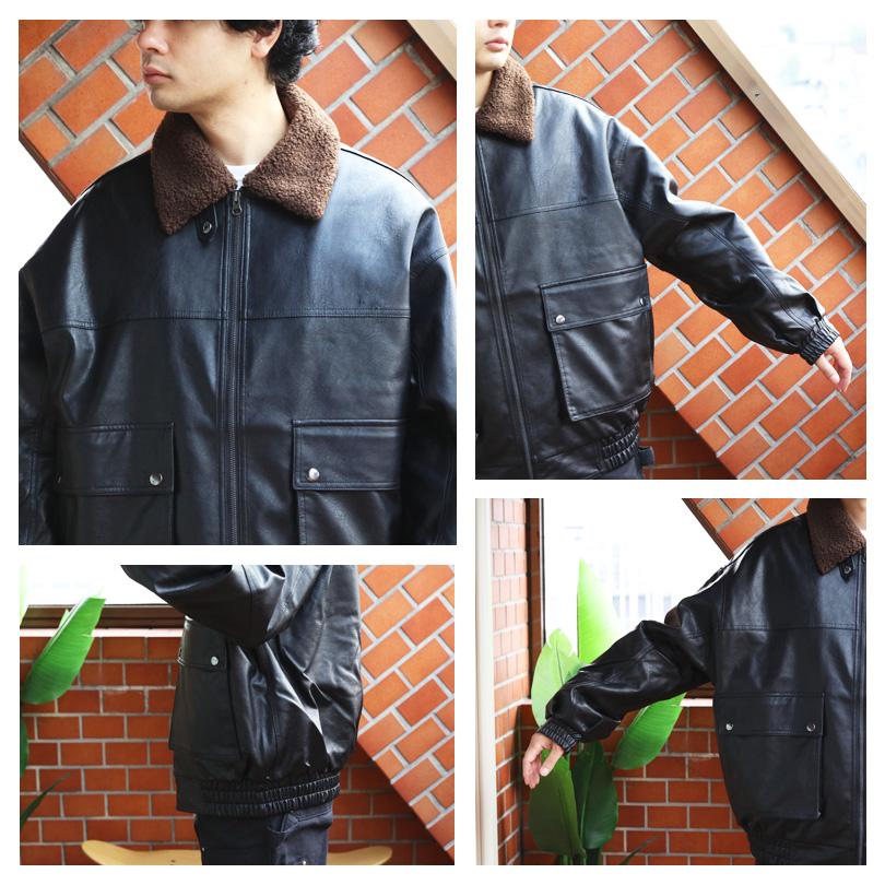 8 PUブルゾン メンズ ジャケット 合成皮革 G1 ボア衿 2WAY : 8(eight