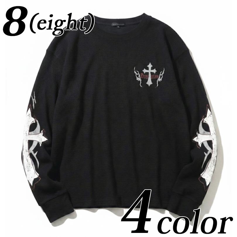 8 ファイヤー ワッフル ロングTシャツ メンズ ロンT サーマル : 8