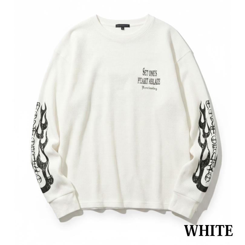 8 ファイヤー ワッフル ロングTシャツ メンズ ロンT サーマル : 8