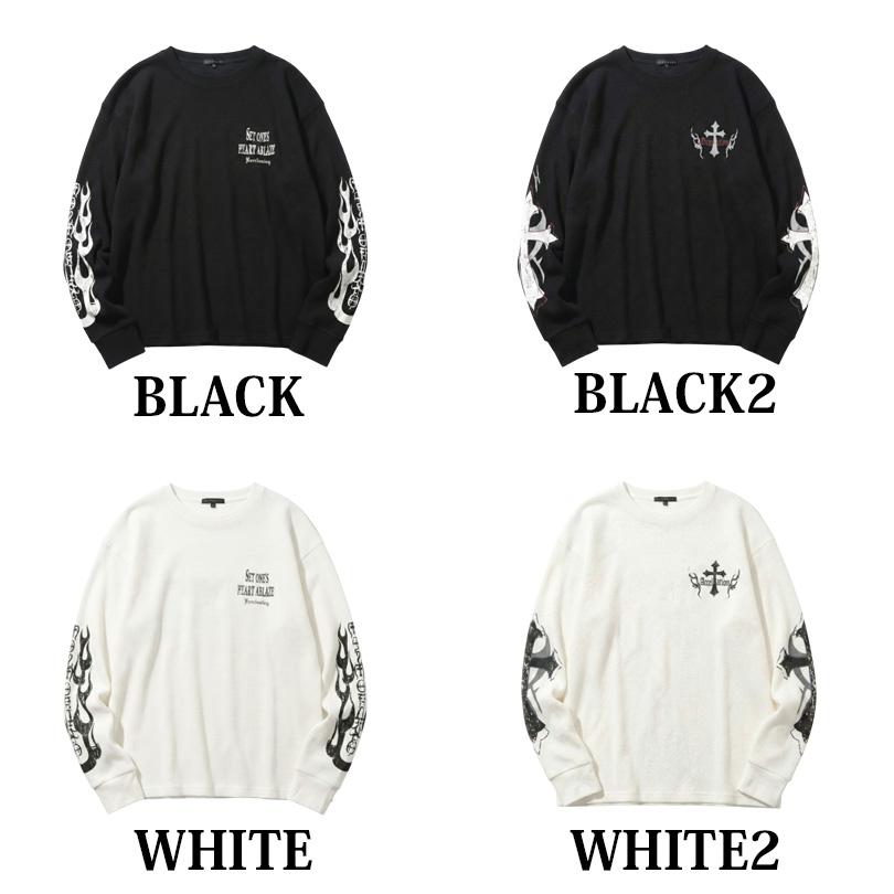 8 ファイヤー ワッフル ロングTシャツ メンズ ロンT サーマル : 8