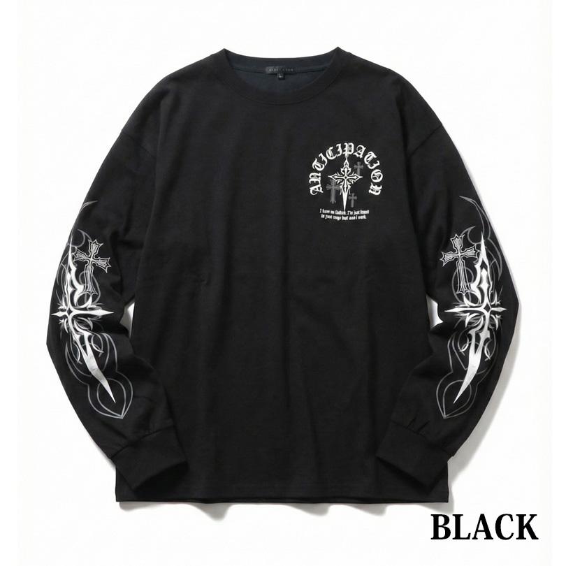 8 クロス バックプリント ロングTシャツ メンズ Tシャツ 十字架 : 8