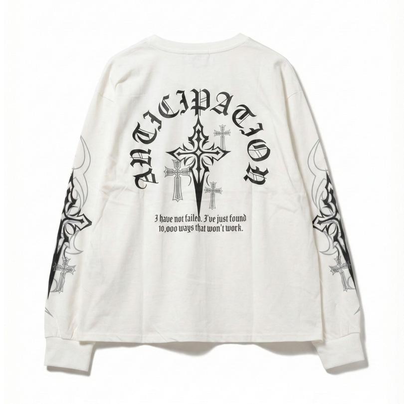 8 クロス バックプリント ロングTシャツ メンズ Tシャツ 十字架 : 8