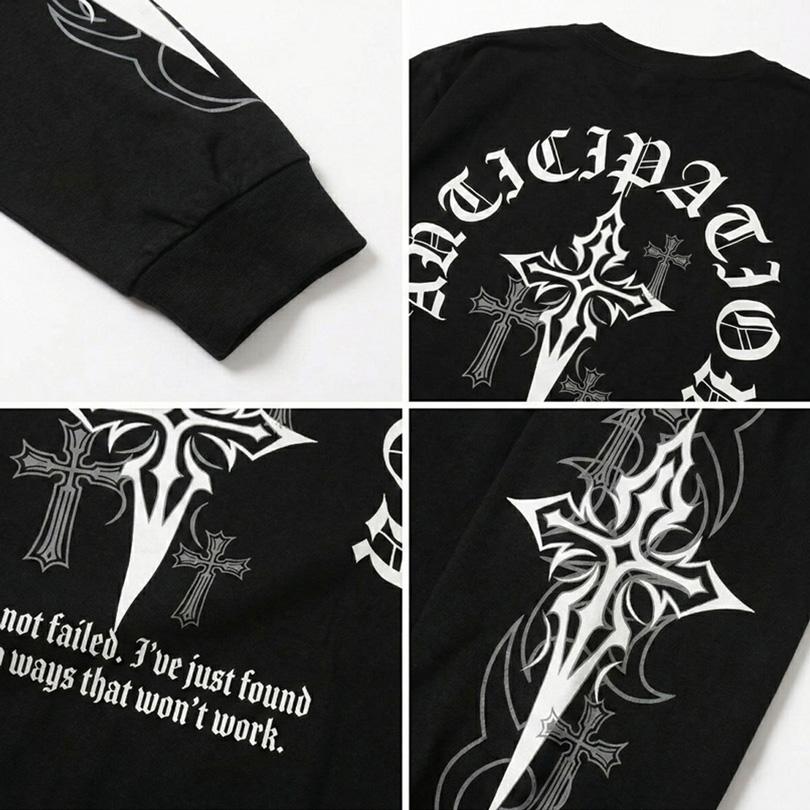 8 クロス バックプリント ロングTシャツ メンズ Tシャツ 十字架 : 8