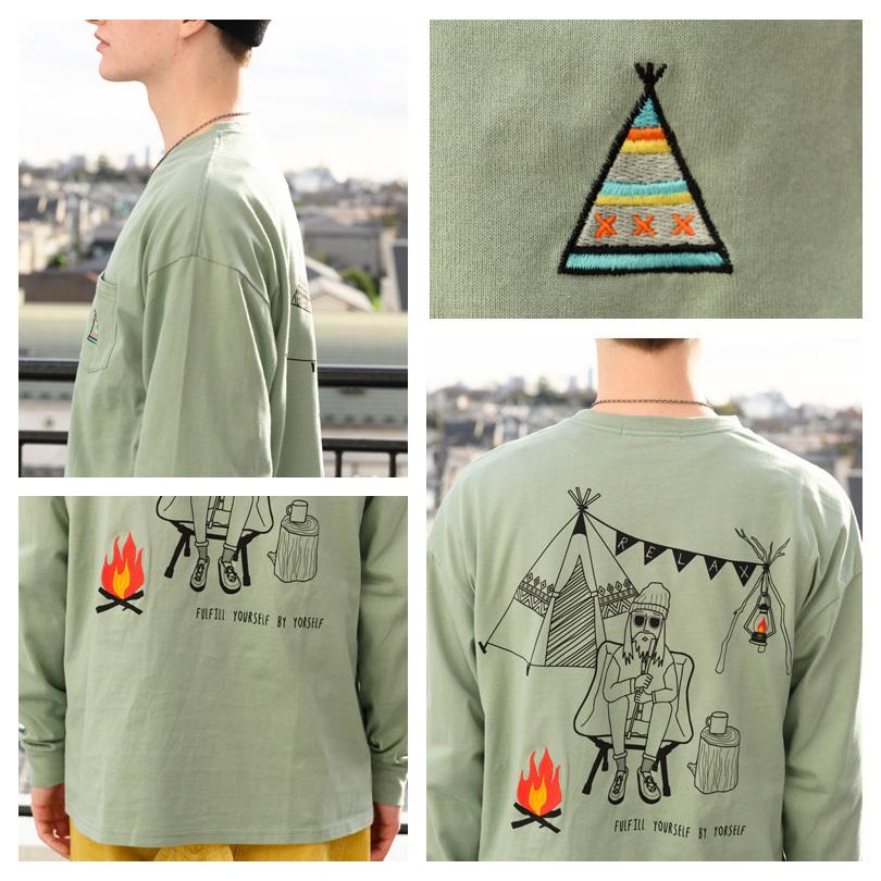 ビッグロングｔシャツ メンズ ロンｔ イラストプリント 刺繍 長袖ｔシャツ ビッグシルエット Wim360 8 Eight 通販 Yahoo ショッピング