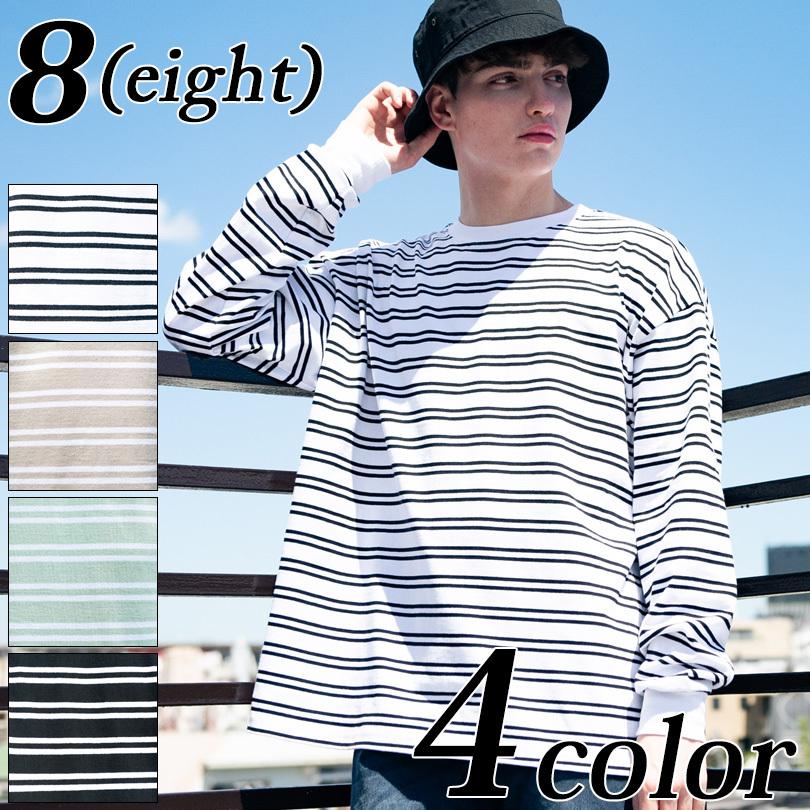 ボーダービッグロンｔ メンズ 長袖 ボーダー柄 ボーダーtシャツ ビッグtシャツ Wim4 8 Eight 通販 Yahoo ショッピング