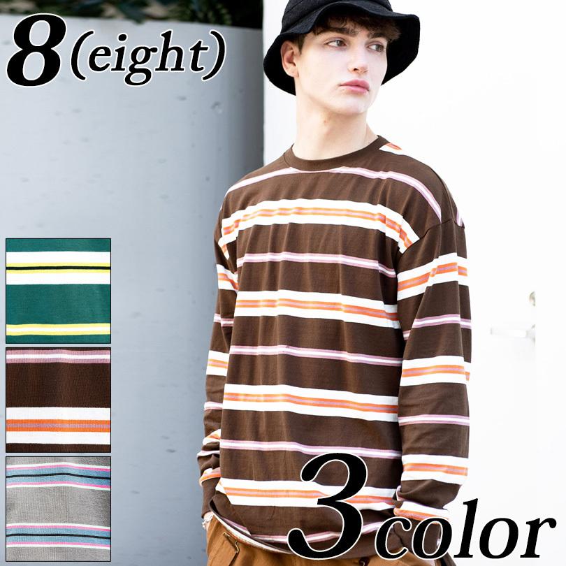 ボーダービッグロンｔ メンズ 長袖 ボーダー柄 ボーダーtシャツ ビッグtシャツ Wim421 8 Eight 通販 Yahoo ショッピング