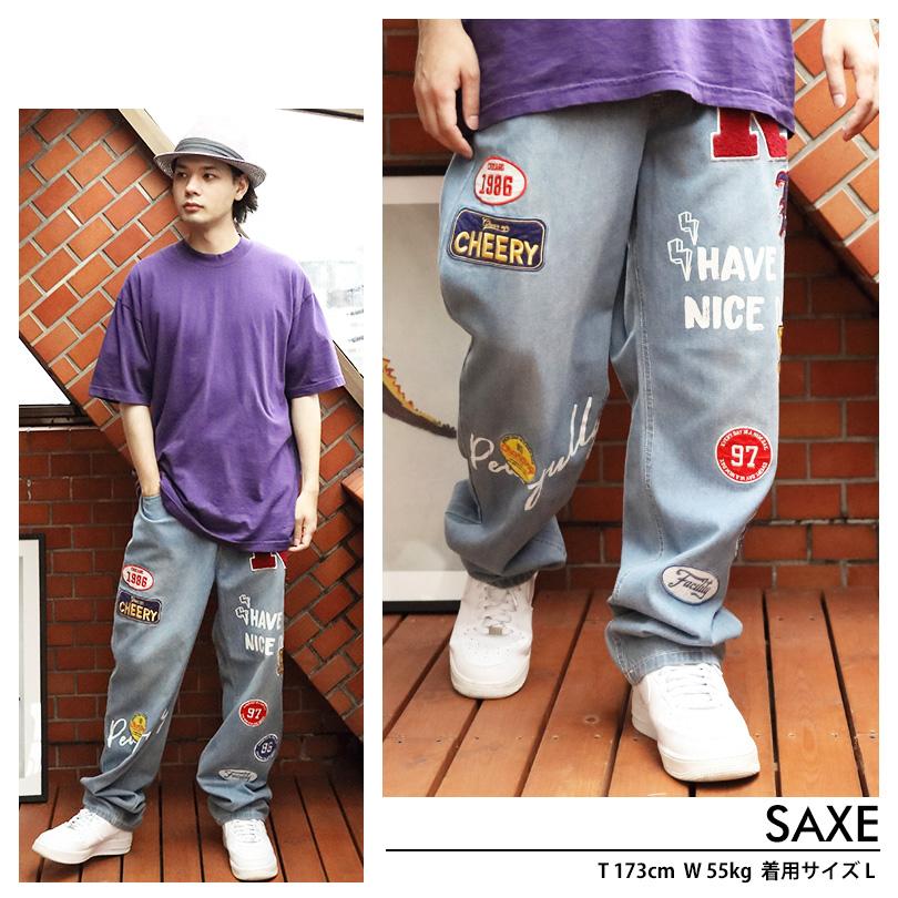 8（eight） ワッペンデニムパンツ メンズ ワイドデニム