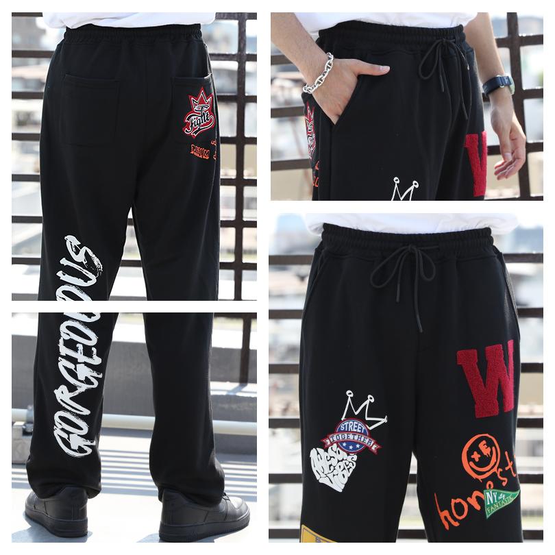 8 スウェットパンツ メンズ ワッペン ワイド サルエル スウェット