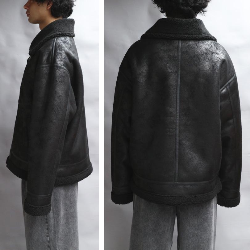 希少色✨良品✨B-3 ムートンフライトジャケット ボア 黒ブラック メンズ 38 8 フェイクムートンB-3フライトジャケット メンズ アウター : 8(eight