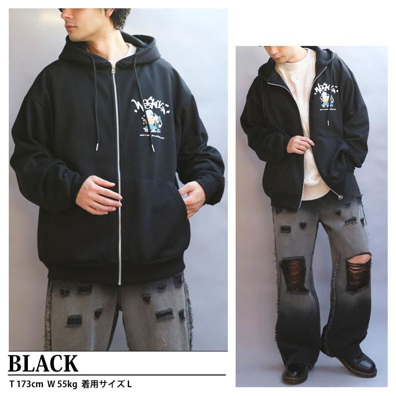 8 ボーイイラストプリントZIPパーカー メンズ パーカー ストリート