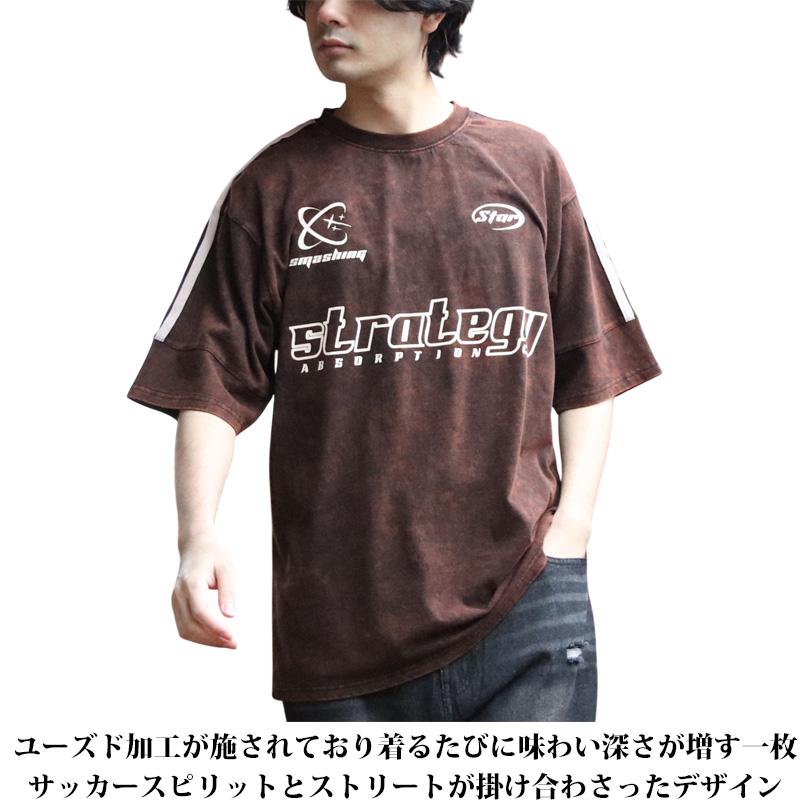 8 グランジ加工サッカーTシャツ メンズ Tシャツ 半袖 サッカーT : 8