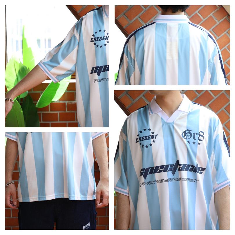 8 総柄サッカーデザインTシャツ メンズ Tシャツ 半袖 ゲームシャツ