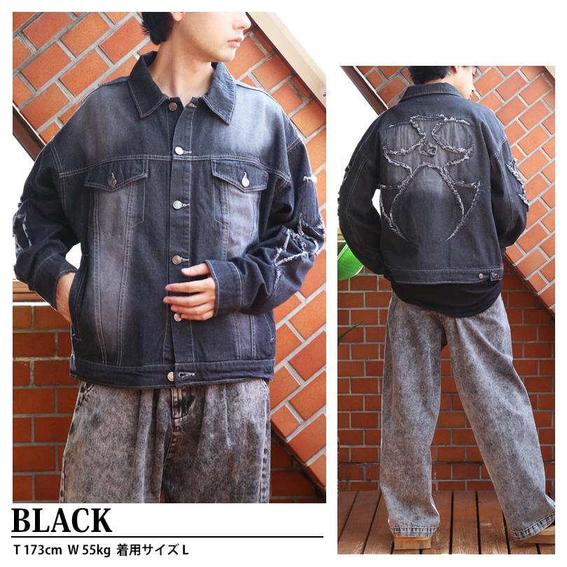 8 トライバル刺繍Gジャン メンズ デニムジャケット トライバル柄 刺繍