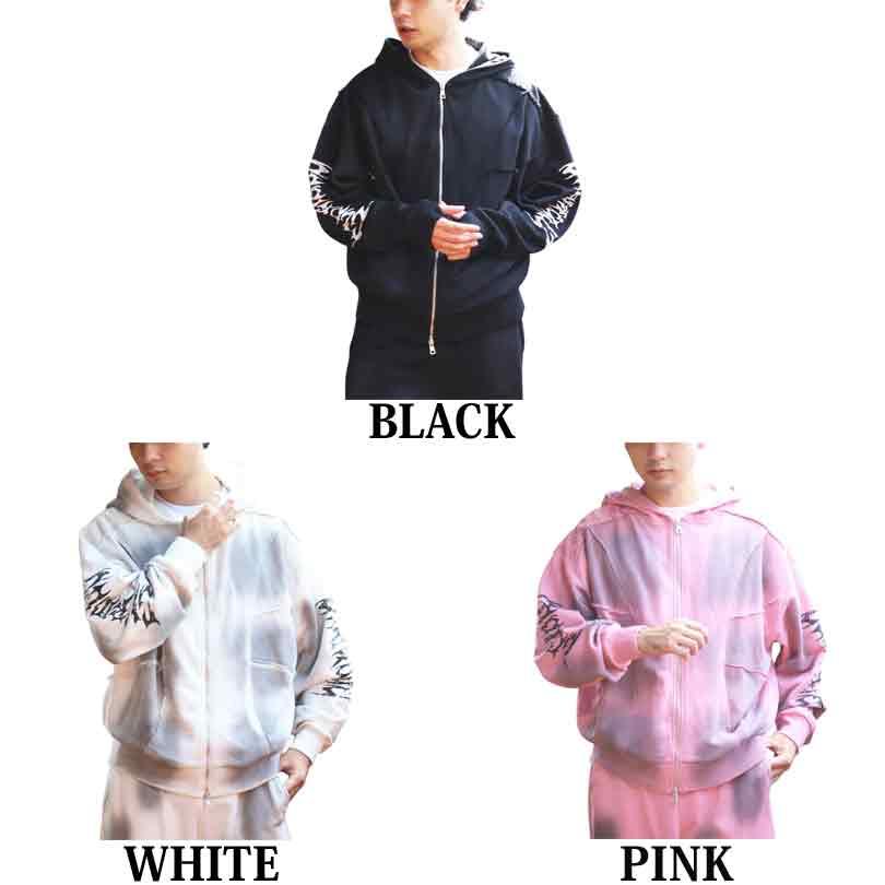 パーカー 8 スプレー加工切り替えZIPパーカー メンズ パーカー ショート丈 : 8