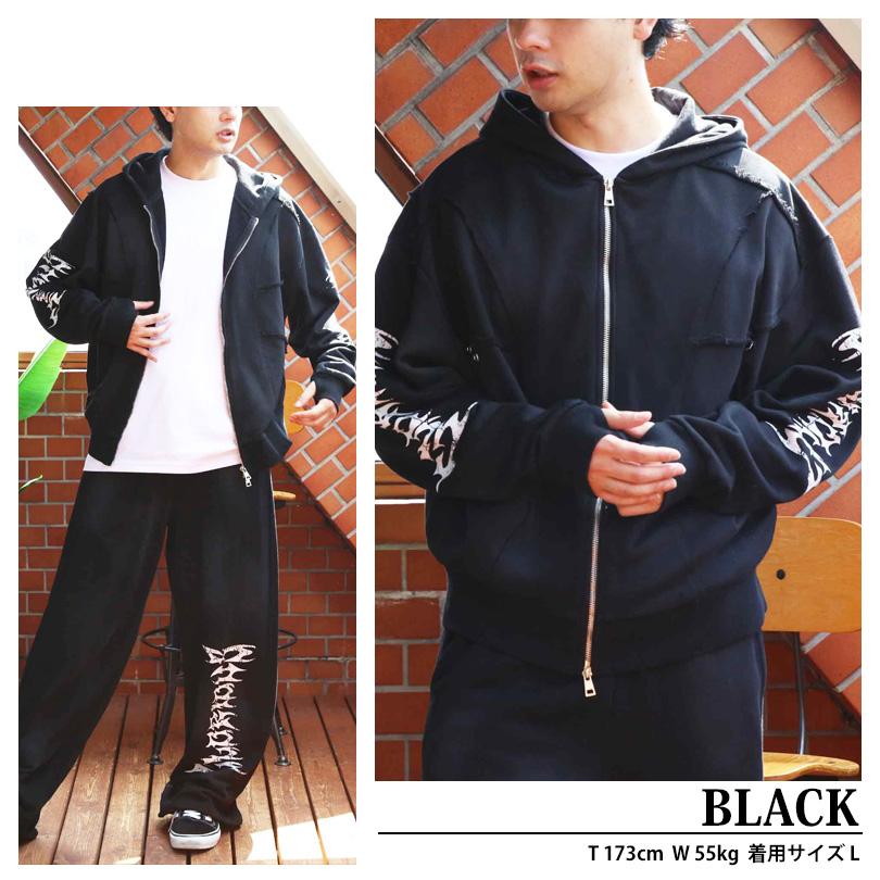 8 スプレー加工切り替えZIPパーカー メンズ パーカー ショート丈 : 8