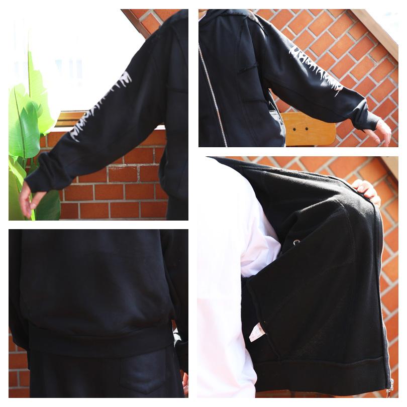 8 スプレー加工切り替えZIPパーカー メンズ パーカー ショート丈 : 8