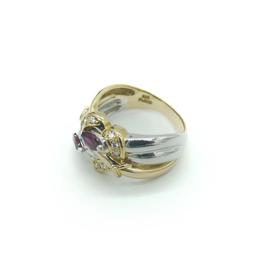 K18 サファイア ダイヤモンド デザイン 18金 指輪 9号 Y02889