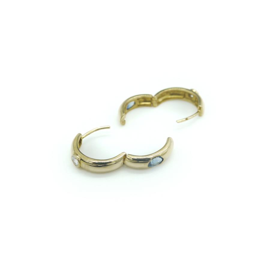 K18 ダイヤモンド サファイア フープピアス 18金 Y03226 : 大和屋質店