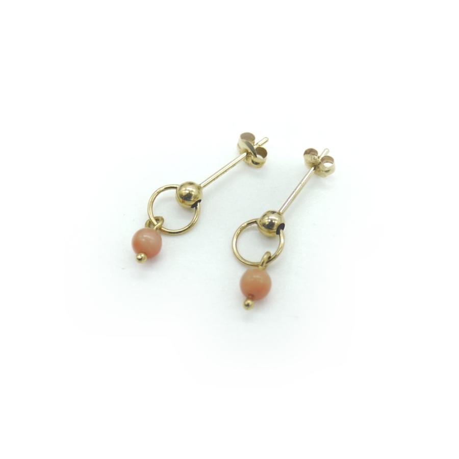 K18 桃色珊瑚ピアス 18金 ポストピアス Y03265 : 大和屋質店前橋三俣店 
