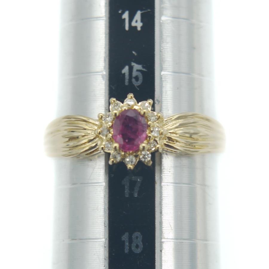 18金 ダイヤ ルビー デザインリング 未使用】ルビー 18金デザインリング