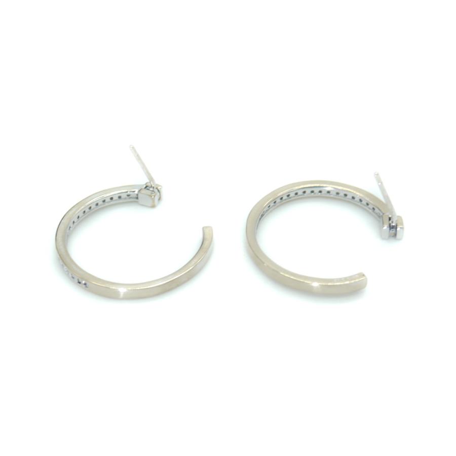 K18WG ダイヤモンド フープピアス 18金 ホワイトゴールド Y04198