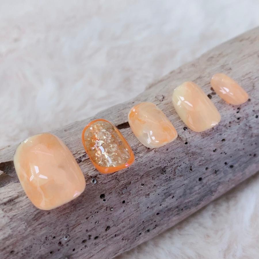 オレンジ ネイルチップ 橙 黄色系 イエロー 果物 フルーツ ユーモア