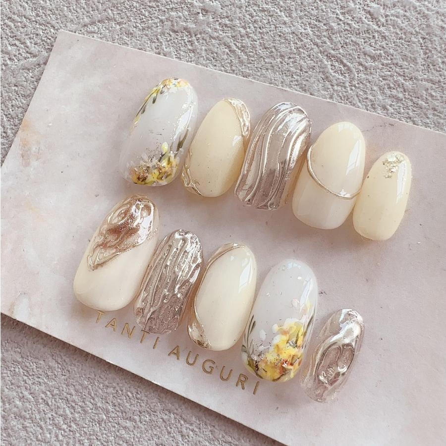 ミモザ ネイルチップ 春 花 みもざ イエロー : 手作りジェルネイル