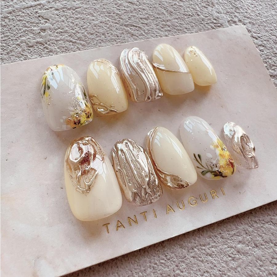 ミモザ ネイルチップ 春 花 みもざ イエロー : 手作りジェルネイル