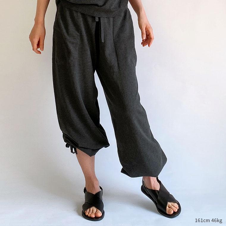 綿ニットの裾絞りパンツ レディース メンズ 綿100% サルエル イージーパンツ ウエストゴム 妊婦 マタニティ 大きいサイズ ハイウエスト フリーサイズ 841 | 841 | 06