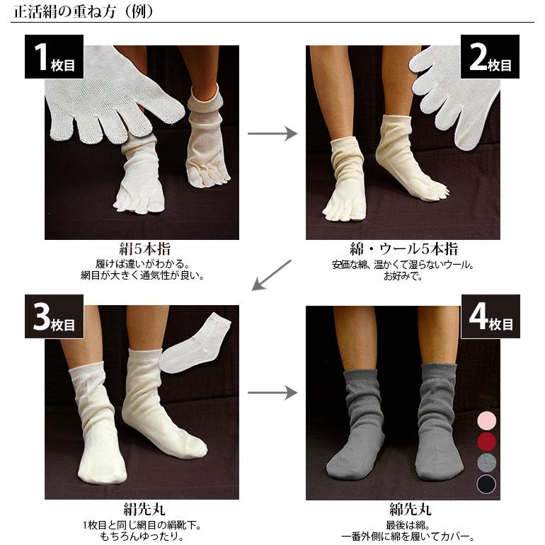 正活絹 冷えとり靴下 絹先丸靴下 シルクソックス 冷え取り