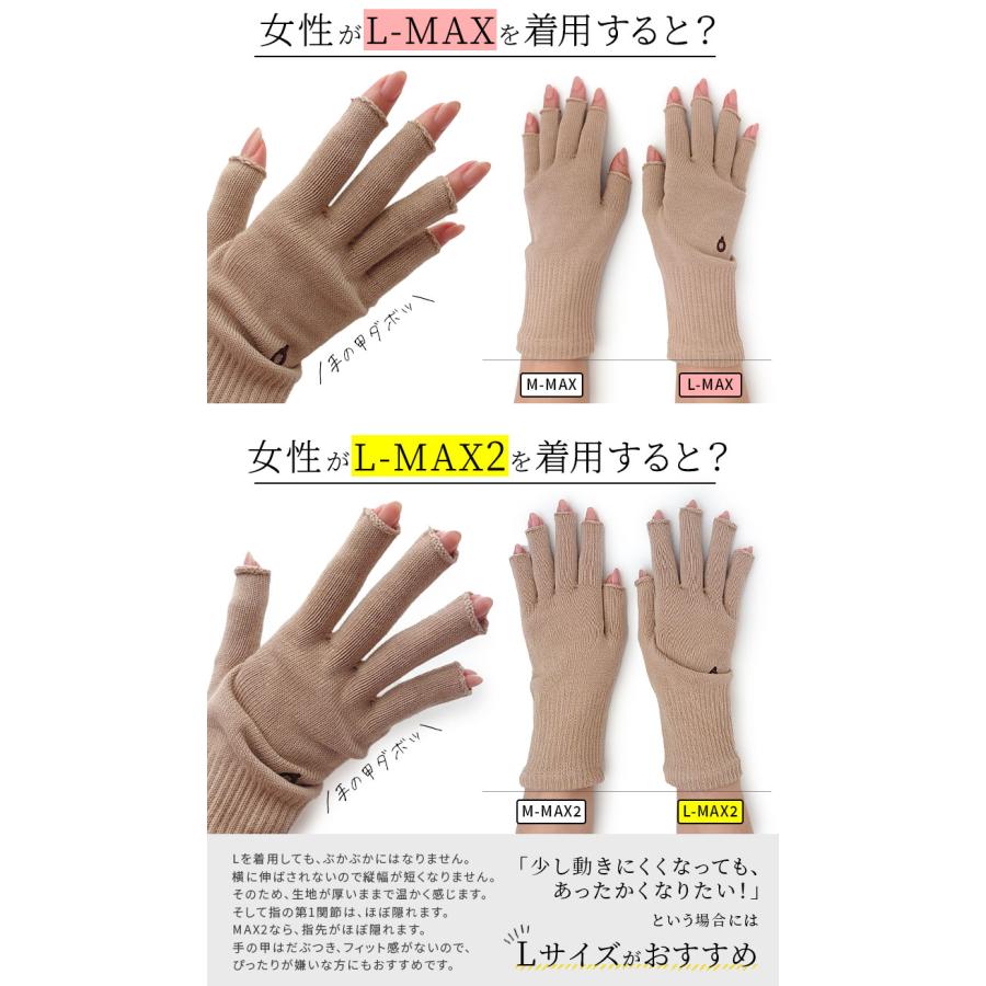 ハンドウォーマーMAX 指長 手袋 スマホ手袋 指なし レディース メンズ インナー スマホ対応 アウトドア 通勤 綿 防寒 保湿 暖かい 日本製 冬 黒 薄手 841 | 841 | 25