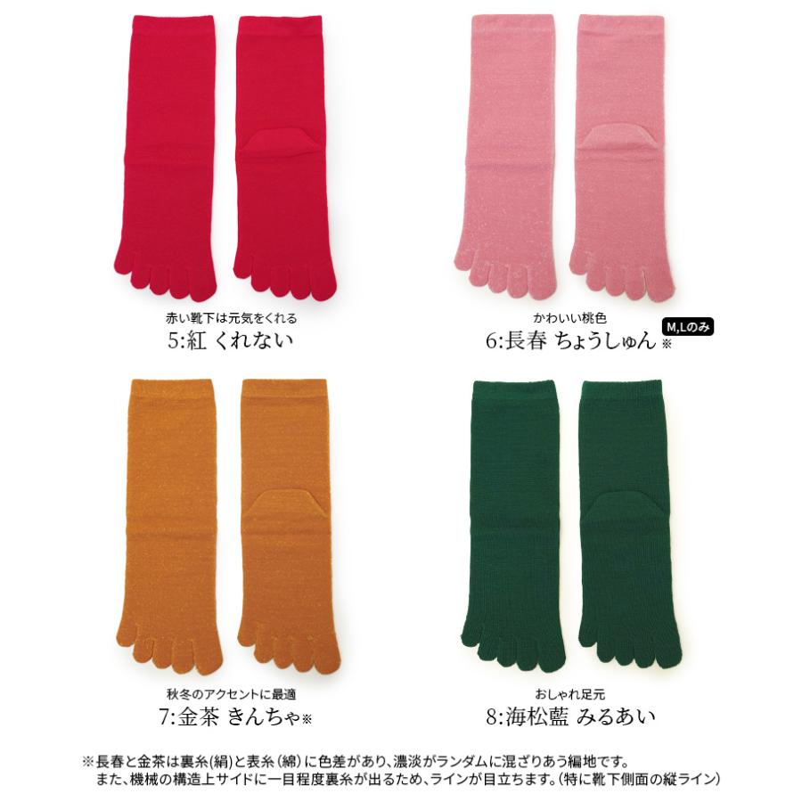 5本指ソックス 内絹外綿 5本指靴下 レディース メンズ 冷えとり靴下 冷え取り靴下 シルク 綿  消臭 大きいサイズ 夏 夏用 冬 冬用 暖かい 日本製 841 | 841 | 16