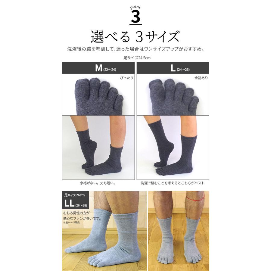 5本指ソックス 綿 レディース メンズ 5本指靴下 五本指ソックス 冷えとり靴下 冷え取り 秋冬 冬 ゴムなし 足首ゆったり コットン 暖かい 日本製 黒 841 | 841 | 10
