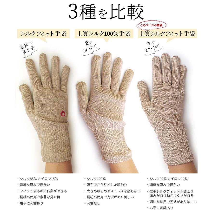【訳あり】手袋 上質 シルク 絹手袋 レディース 防寒 手荒れ ハンドケア おやすみ手袋 あったか 温かい 保湿 就寝時 秋 冬 日本製 黒 L 841 | 841 | 13
