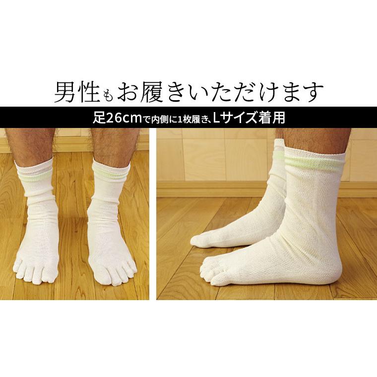 冷えとり靴下 2足セット 靴下 レディース メンズ 絹 ウール 五本指 冷え取り靴下 暖か 蒸れない かかとなし ゴム選択可 日本製 841｜841｜12