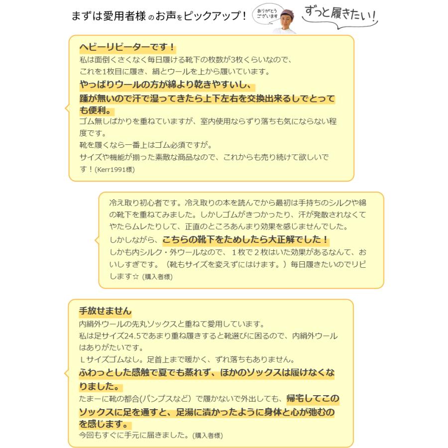 冷えとり靴下 内絹外ウール 5本指ソックス 冷え取り 靴下 レディース メンズ シルク ウール 天然繊維100% かかとなし ゴム選択可 日本製 841 | 841 | 13